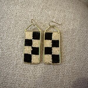 Beaded checkered earrings